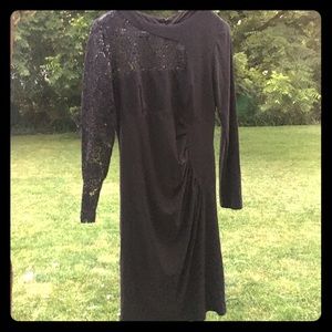 Lace arm black dress